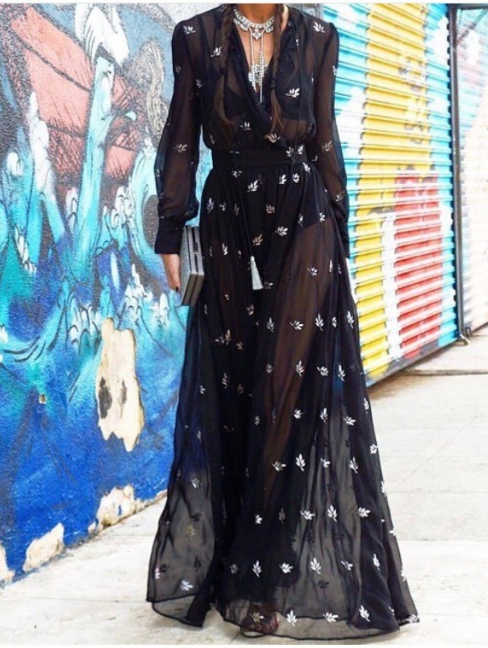 Nasty Gal Sheer Luck Maxi Dress sz Large